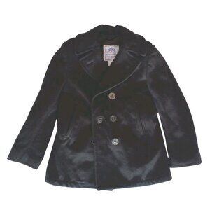 DCSP Quarterdeck Collection Mens Sz 8R US Navy Black Wool Heavy Peacoat Jacket